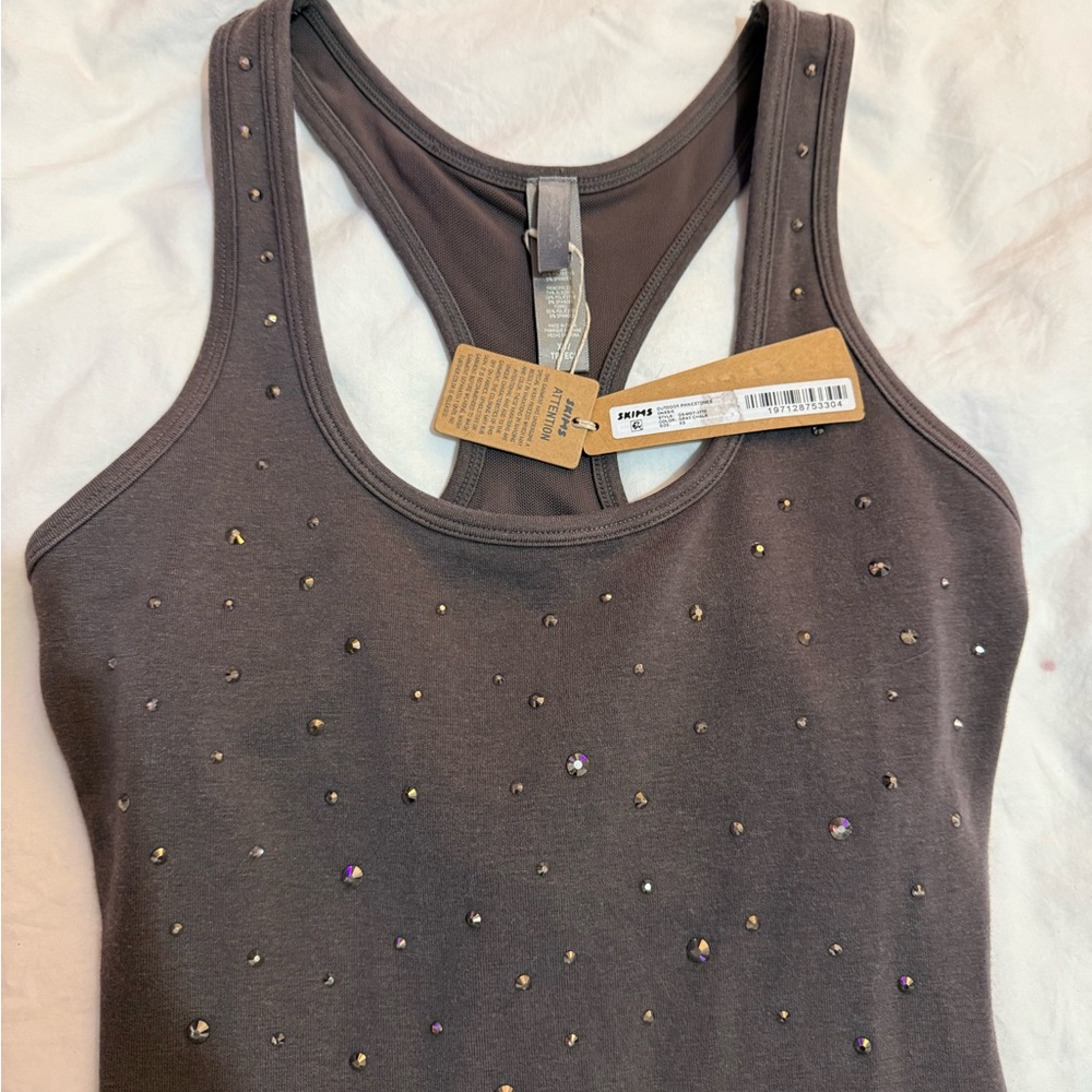Skims rhinestone grey chalk romper - Picture 2 of 4
